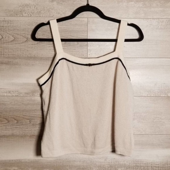 St. John Women's Tight Knit Buckle Detail Sleeveless Tank Top Ivory Size Large - Picture 1 of 5